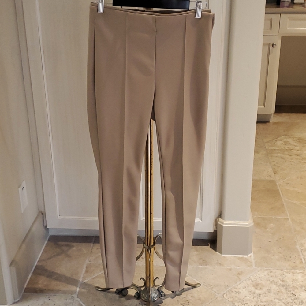 ZARA camel colored pleather skinny pants.